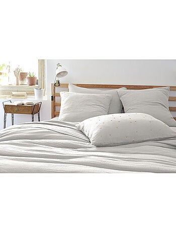 Taie d’Oreiller – Gaze de Coton Brodée Fil Or – Gaïa Chic