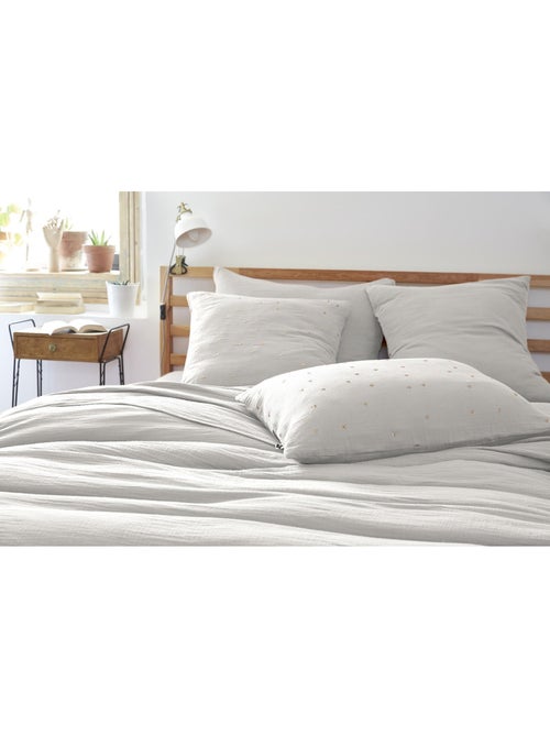 Taie d’Oreiller – Gaze de Coton Brodée Fil Or – Gaïa Chic - Kiabi