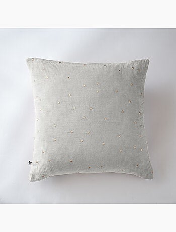Taie d’Oreiller – Gaze de Coton Brodée Fil Or – Gaïa Chic