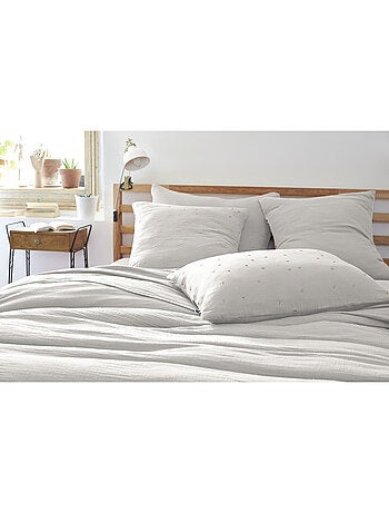 Taie d’Oreiller – Gaze de Coton Brodée Fil Or – Gaïa Chic