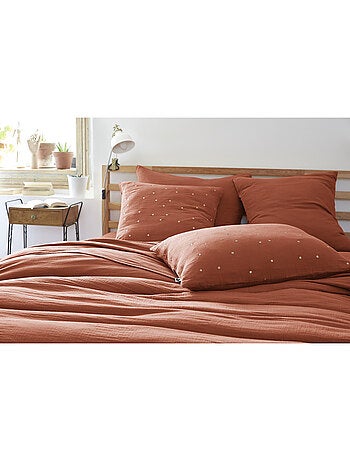 Taie d’Oreiller – Gaze de Coton Brodée Fil Or – Gaïa Chic