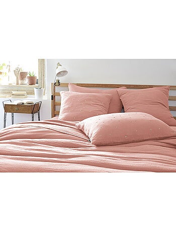 Taie d’oreiller – gaze de coton brodée fil or – gaïa chic
