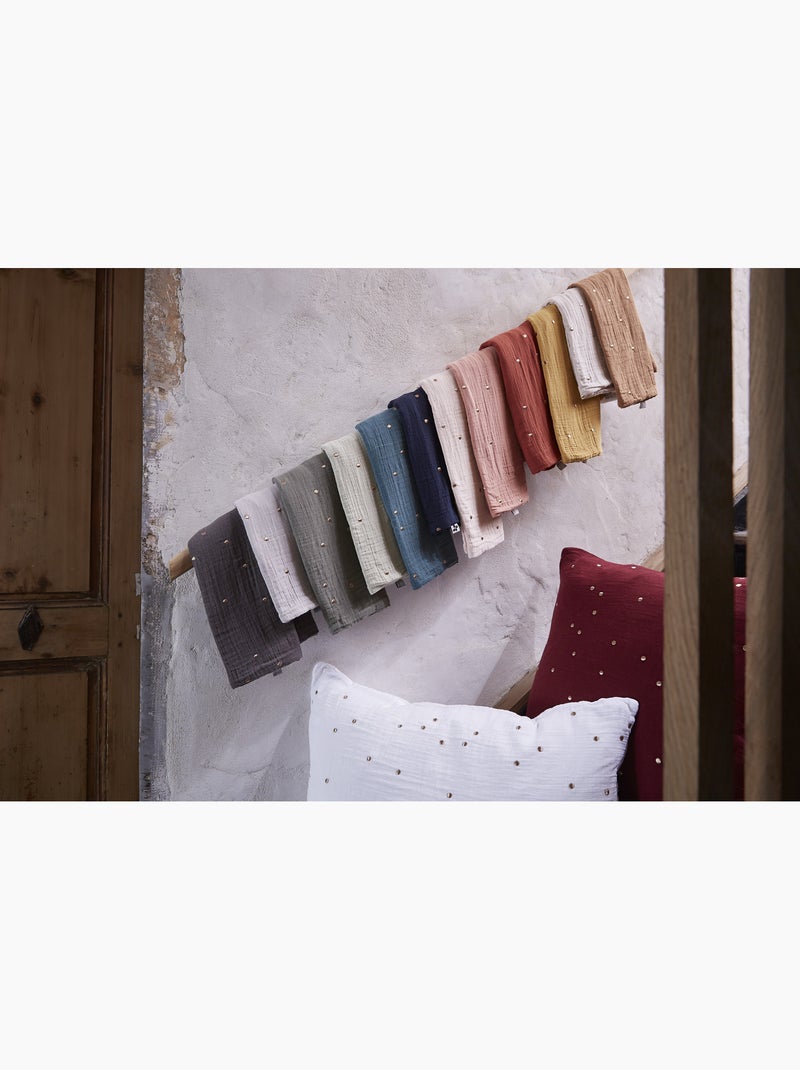 Taie d’oreiller – gaze de coton brodée fil or – gaïa chic Peche - Kiabi