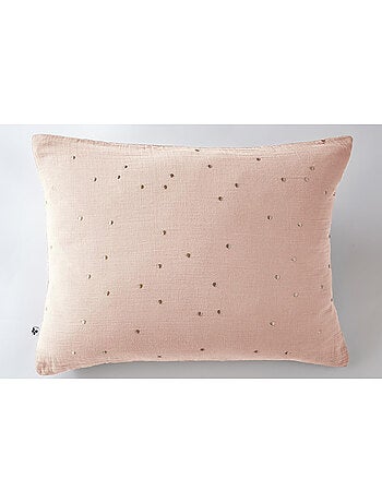 Taie d’Oreiller – Gaze de Coton Brodée Fil Or – Gaïa Chic