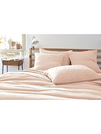 Taie d’Oreiller – Gaze de Coton Brodée Fil Or – Gaïa Chic