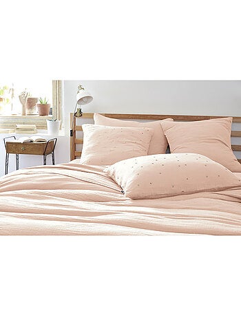 Taie d’oreiller – gaze de coton brodée fil or – gaïa chic