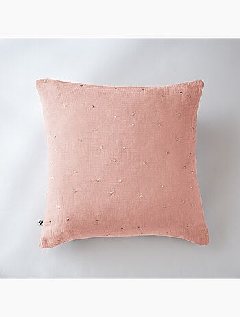 Taie d’Oreiller – Gaze de Coton Brodée Fil Or – Gaïa Chic