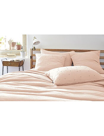 Taie d’oreiller – gaze de coton brodée fil or – gaïa chic
