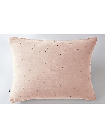 Taie d’oreiller – gaze de coton brodée fil or – gaïa chic