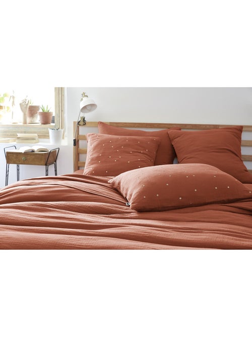 Taie d’Oreiller – Gaze de Coton Brodée Fil Or – Gaïa Chic - Kiabi