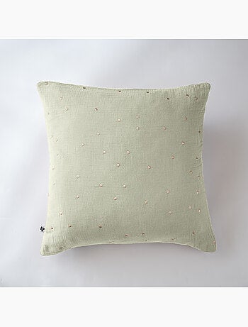 Taie d’Oreiller – Gaze de Coton Brodée Fil Or – Gaïa Chic