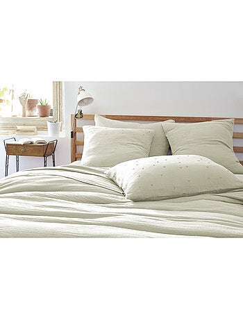 Taie d’Oreiller – Gaze de Coton Brodée Fil Or – Gaïa Chic