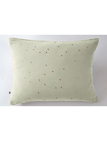 Taie d’Oreiller – Gaze de Coton Brodée Fil Or – Gaïa Chic
