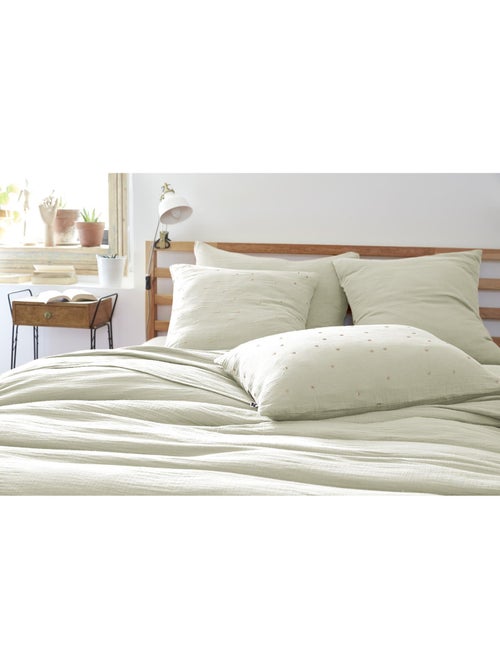 Taie d’Oreiller – Gaze de Coton Brodée Fil Or – Gaïa Chic - Kiabi