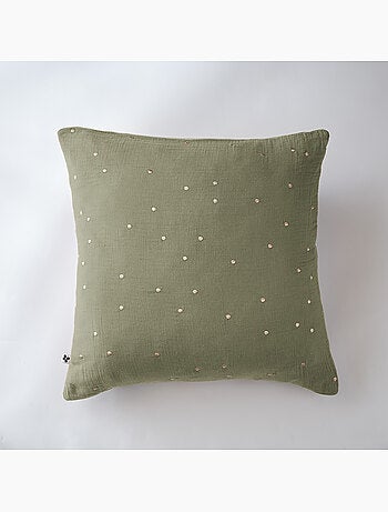 Taie d’Oreiller – Gaze de Coton Brodée Fil Or – Gaïa Chic