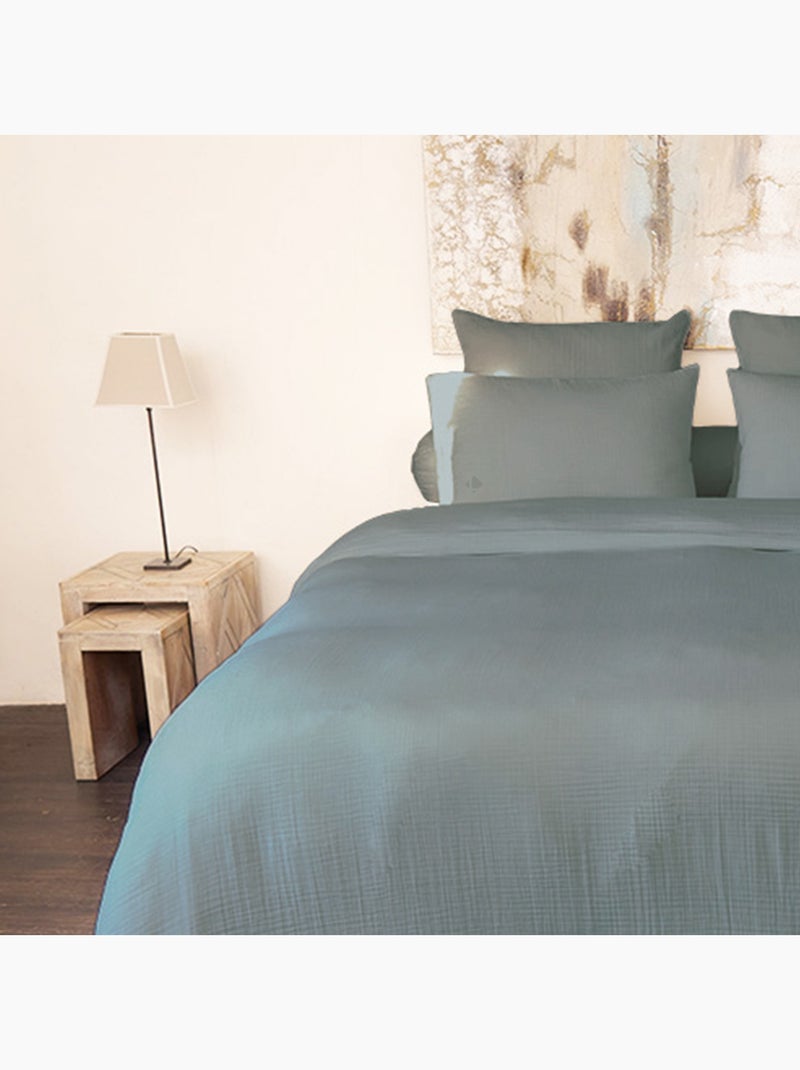 Taie d'oreiller gaze de coton CASSIS Bleu outremer - Kiabi