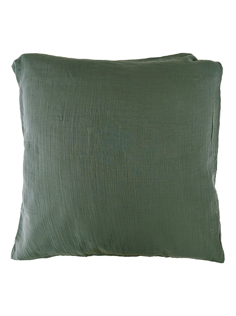 Taie d'oreiller gaze de coton CASSIS Vert foncé - Kiabi