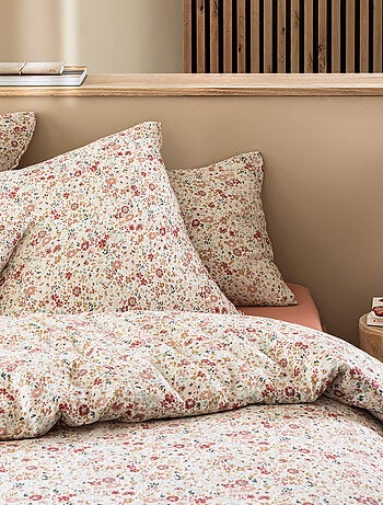 Taie d'oreiller gaze de coton floral