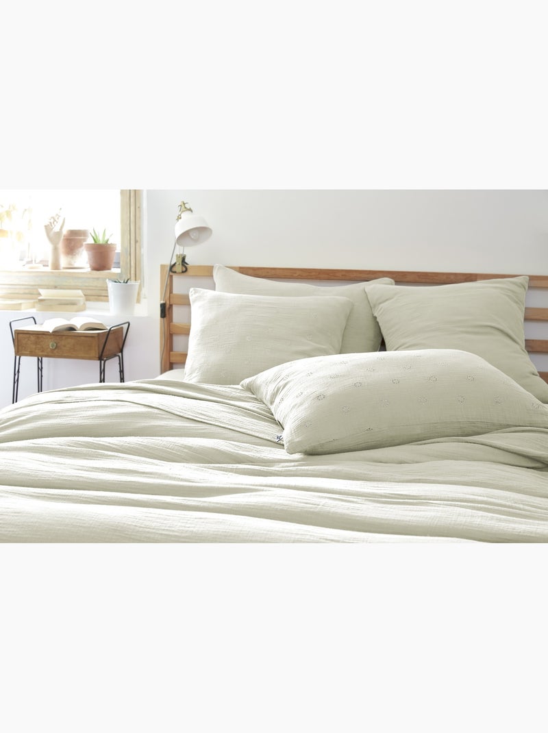 Taie d'oreiller Gaze de Coton Gaia Boho Vert clair - Kiabi
