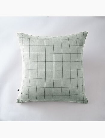 Taie d'oreiller gaze de coton grands carreaux