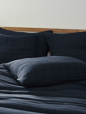 Taie d'oreiller gaze de coton grands carreaux