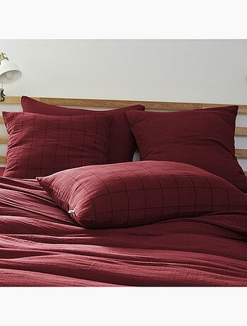 Taie d'oreiller gaze de coton grands carreaux