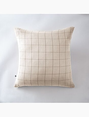 Taie d'oreiller gaze de coton grands carreaux