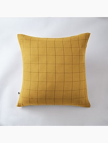 Taie d'oreiller gaze de coton grands carreaux