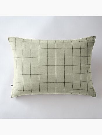 Taie d'oreiller gaze de coton grands carreaux