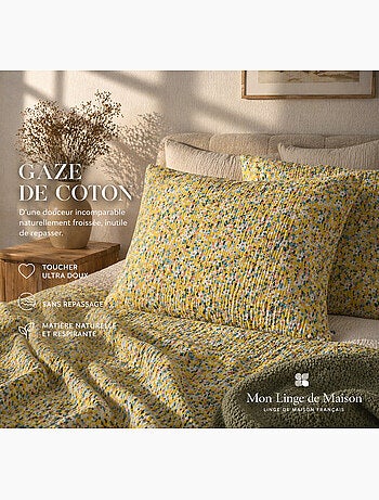 Taie d’Oreiller – Gaze de Coton Imprimée – MANON Multicolore