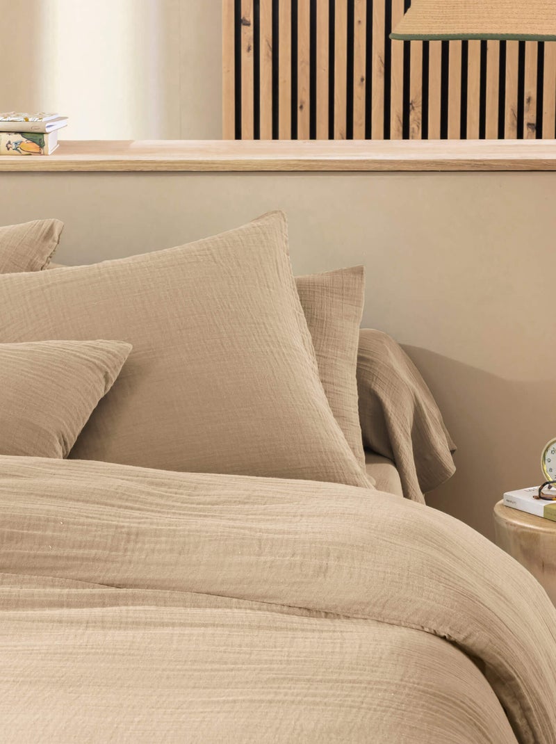 Taie d'oreiller gaze de coton NOA Beige - Kiabi