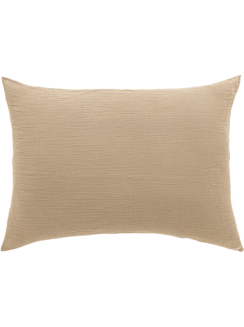 Taie d'oreiller gaze de coton NOA Beige - Kiabi