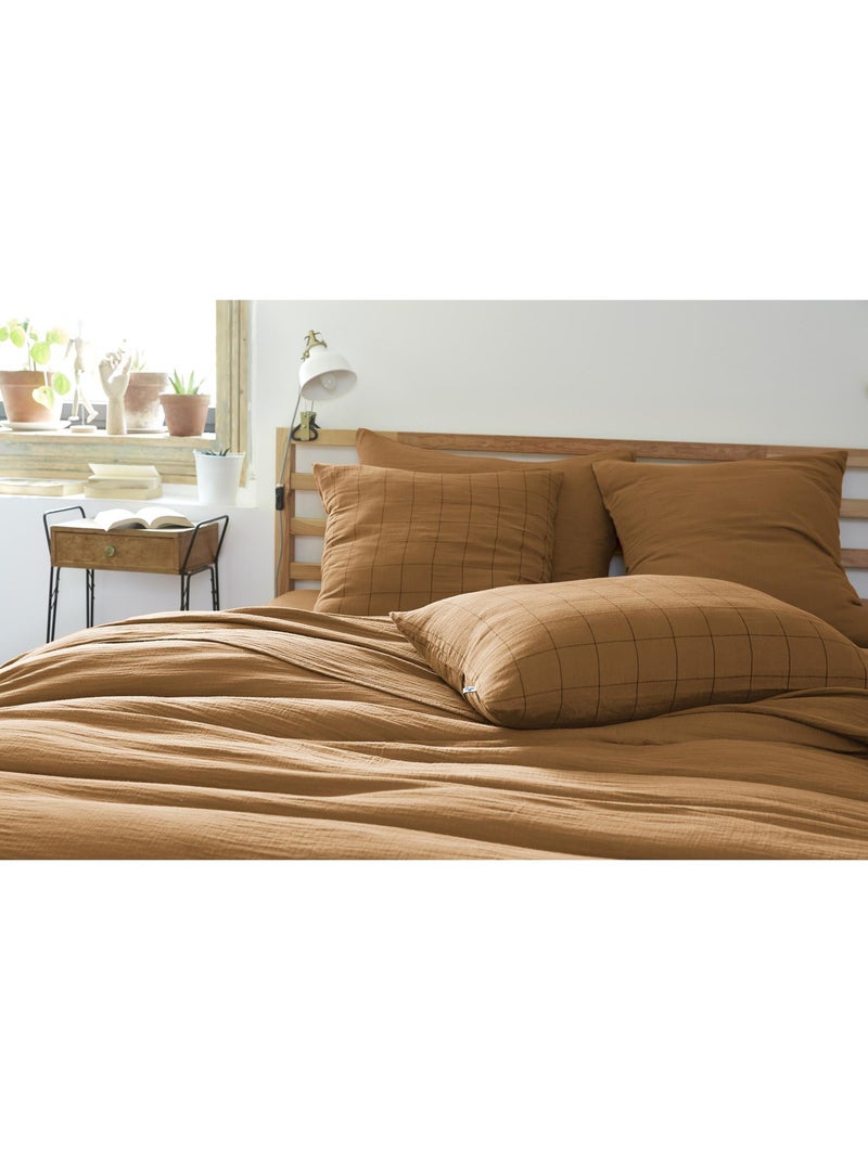 Taie d’Oreiller – Gaze de Coton Tissée – Gaïa Match Camel - Kiabi
