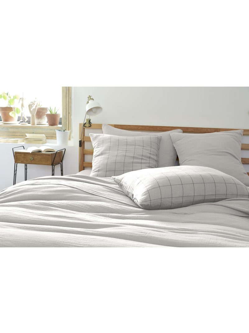 Taie d’Oreiller – Gaze de Coton Tissée – Gaïa Match Gris nuage - Kiabi