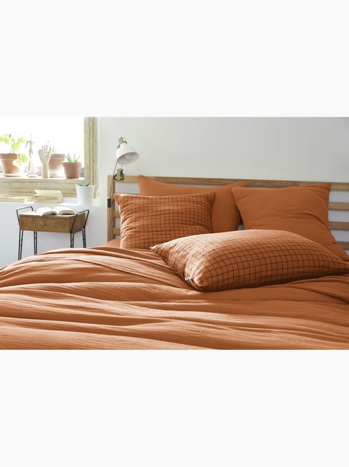 Taie d’oreiller – Gaze de coton tissée – Petits carreaux - Gaïa Mix - Kiabi