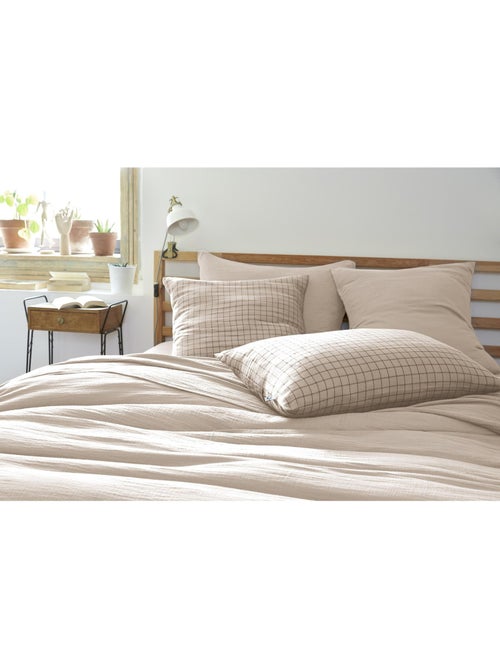 Taie d’oreiller – Gaze de coton tissée – Petits carreaux - Gaïa Mix - Kiabi