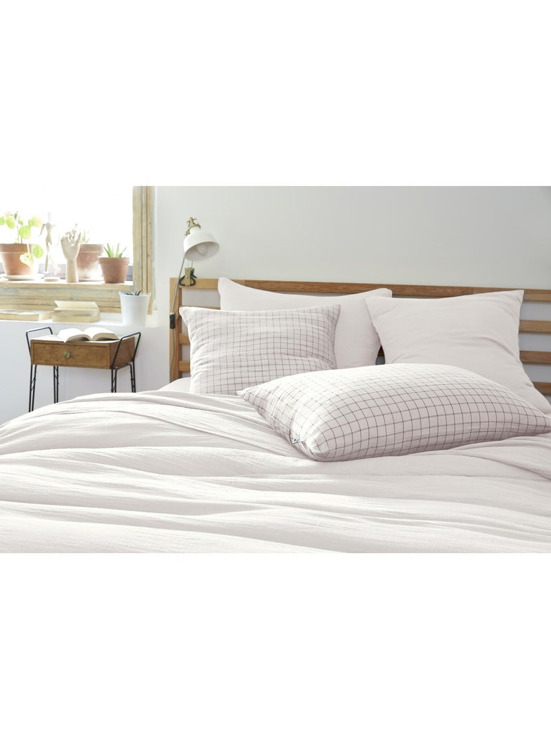 Taie d’oreiller – Gaze de coton tissée – Petits carreaux - Gaïa Mix Blanc - Kiabi