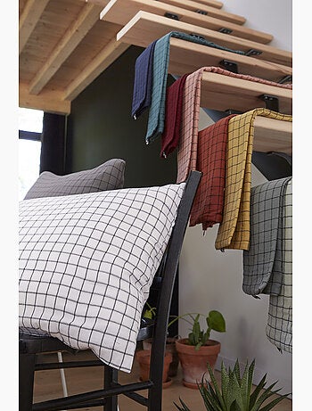 Taie d’oreiller – Gaze de coton tissée – Petits carreaux - Gaïa Mix