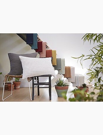 Taie d’oreiller – Gaze de coton tissée – Petits carreaux - Gaïa Mix