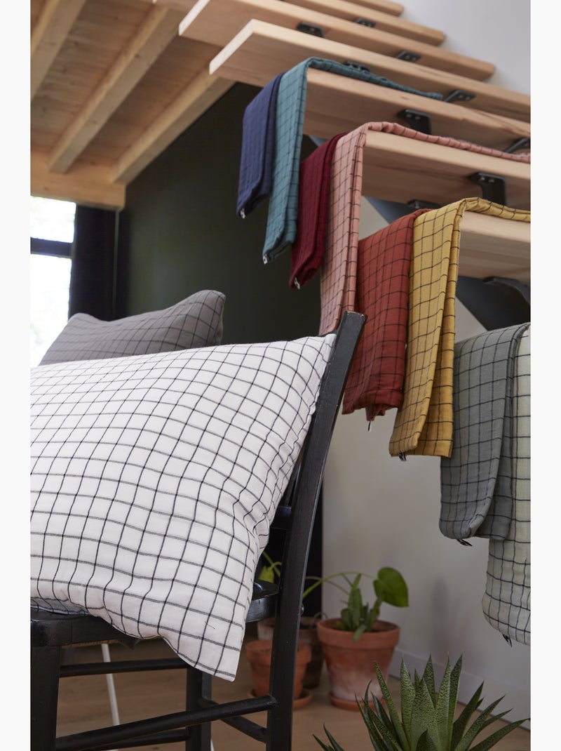 Taie d’oreiller – gaze de coton tissée – petits carreaux - gaïa mix Peche - Kiabi