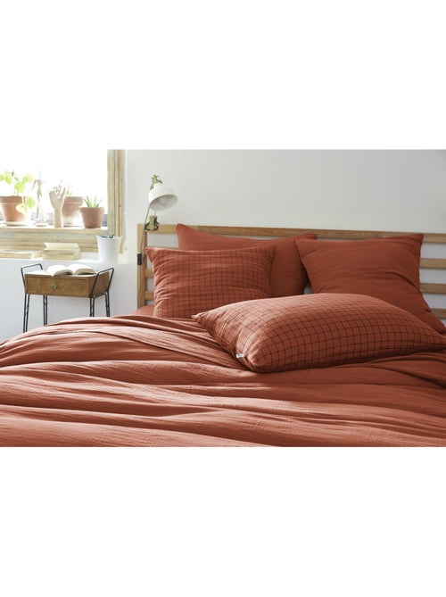 Taie d’oreiller – Gaze de coton tissée – Petits carreaux - Gaïa Mix - Kiabi