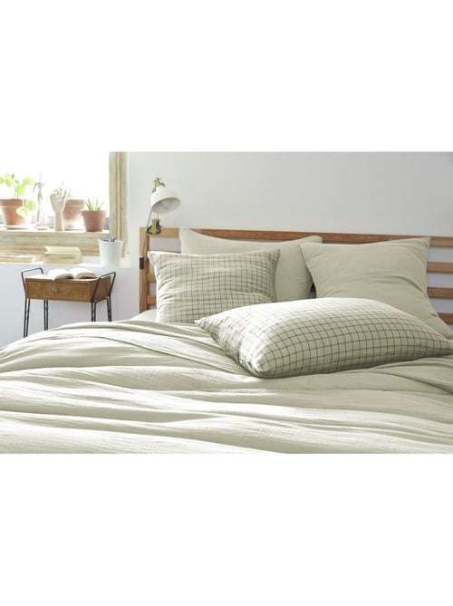 Taie d’oreiller – Gaze de coton tissée – Petits carreaux - Gaïa Mix - Kiabi