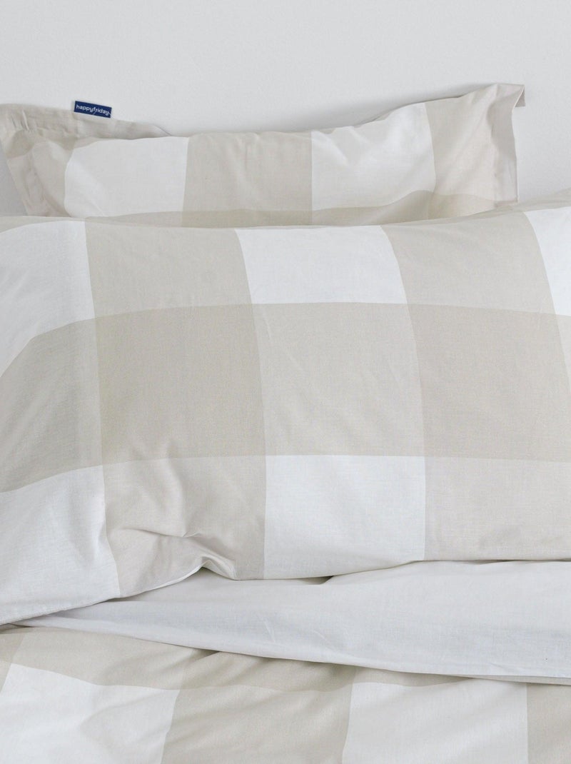 Taie d'oreiller Gingham "Happyfriday" Beige - Kiabi