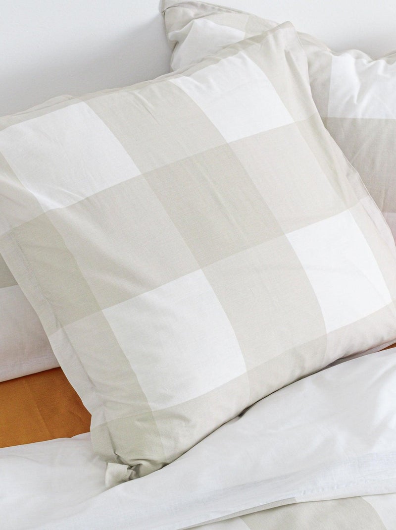 Taie d'oreiller Gingham "Happyfriday" Beige - Kiabi