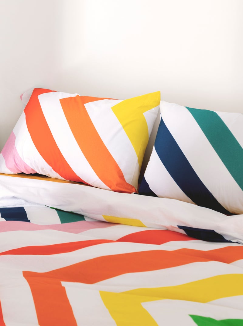 Taie d'oreiller Happy stripes "Happyfriday" Multicolore - Kiabi