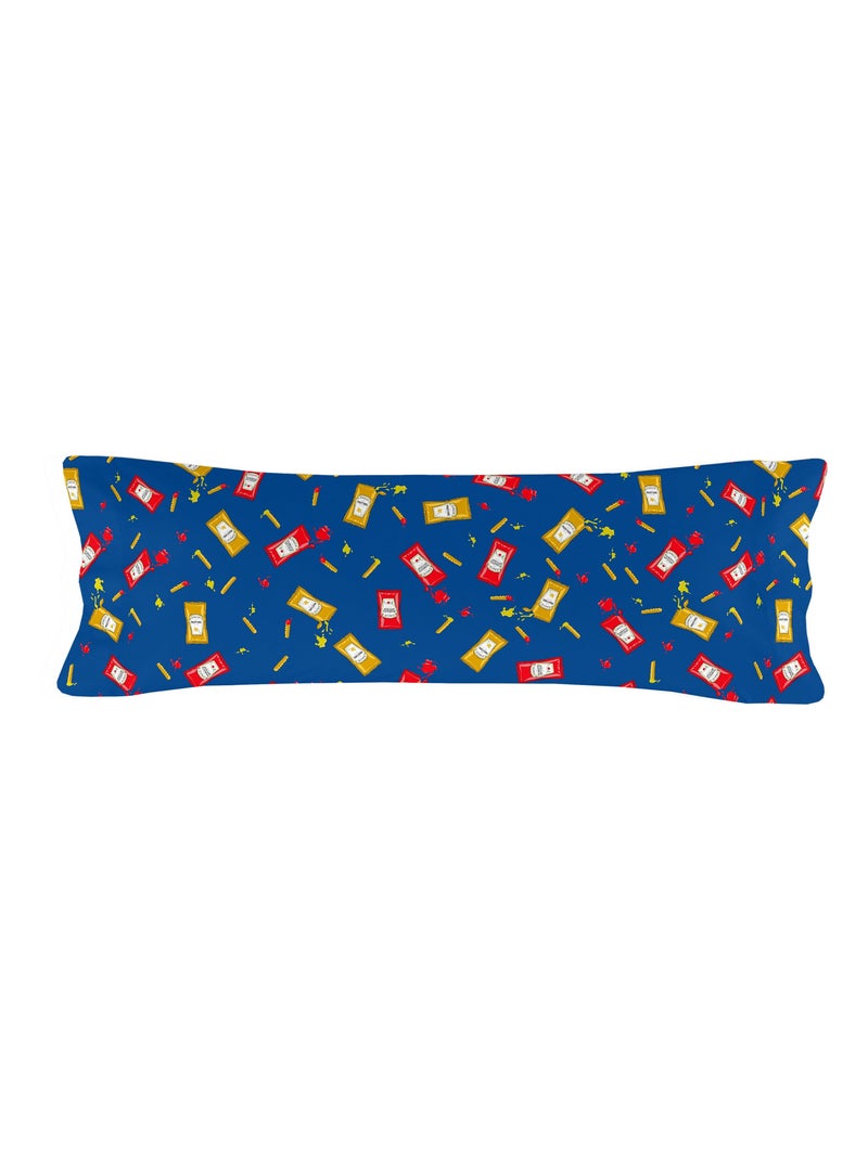 Taie d'oreiller Hotdog "Happyfriday" Bleu Jaune - Kiabi
