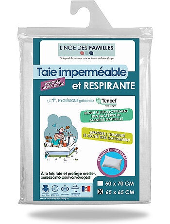 Taie d'Oreiller Imperméable Respirante - en TENCEL™ Lyocel - Linge des Familles
