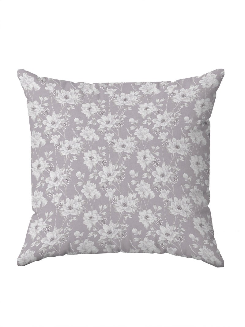 Taie d'oreiller imprimé fleurs flanelle coton Taupe - Kiabi