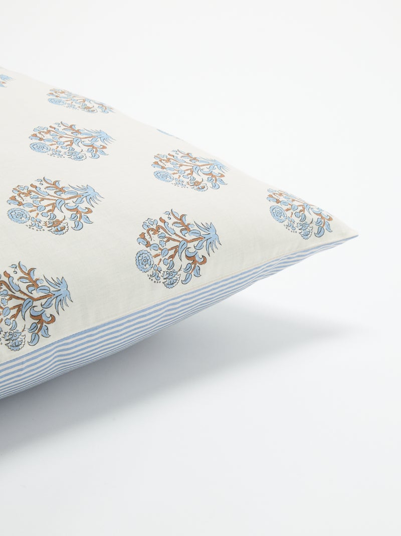 Taie d'oreiller imprimée 63x63 cm en coton Bleu - Kiabi