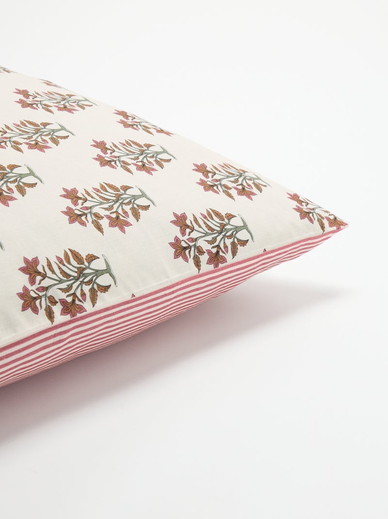 Taie d'oreiller imprimée en coton Rose - Kiabi